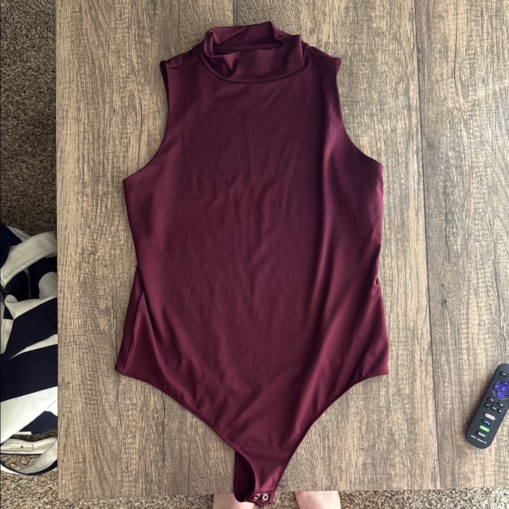 Nine West Red Sleeveless Fitted Bodysuit
